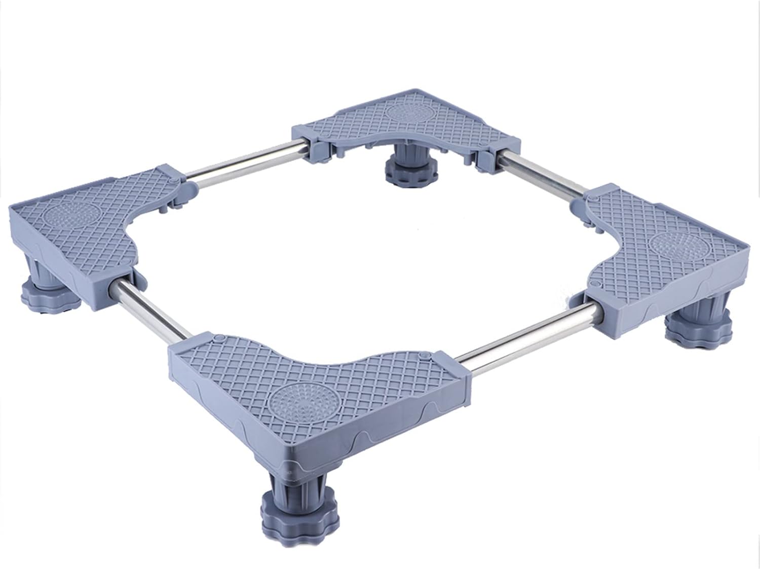 ZJchao Adjustable Washing Machine Stand Gray Stainless Steel Refrigerator Base Bracket with Anti Vibration Pads for Laundry Appliances 46 x 44.5 x 8.9cm