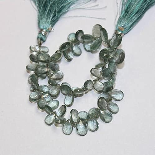 8 inch Strand of Natural Aquamarine 7x4-10x6mm pear Faceted briolette Beads for DIY Jewelry Making. |BRIO_00679