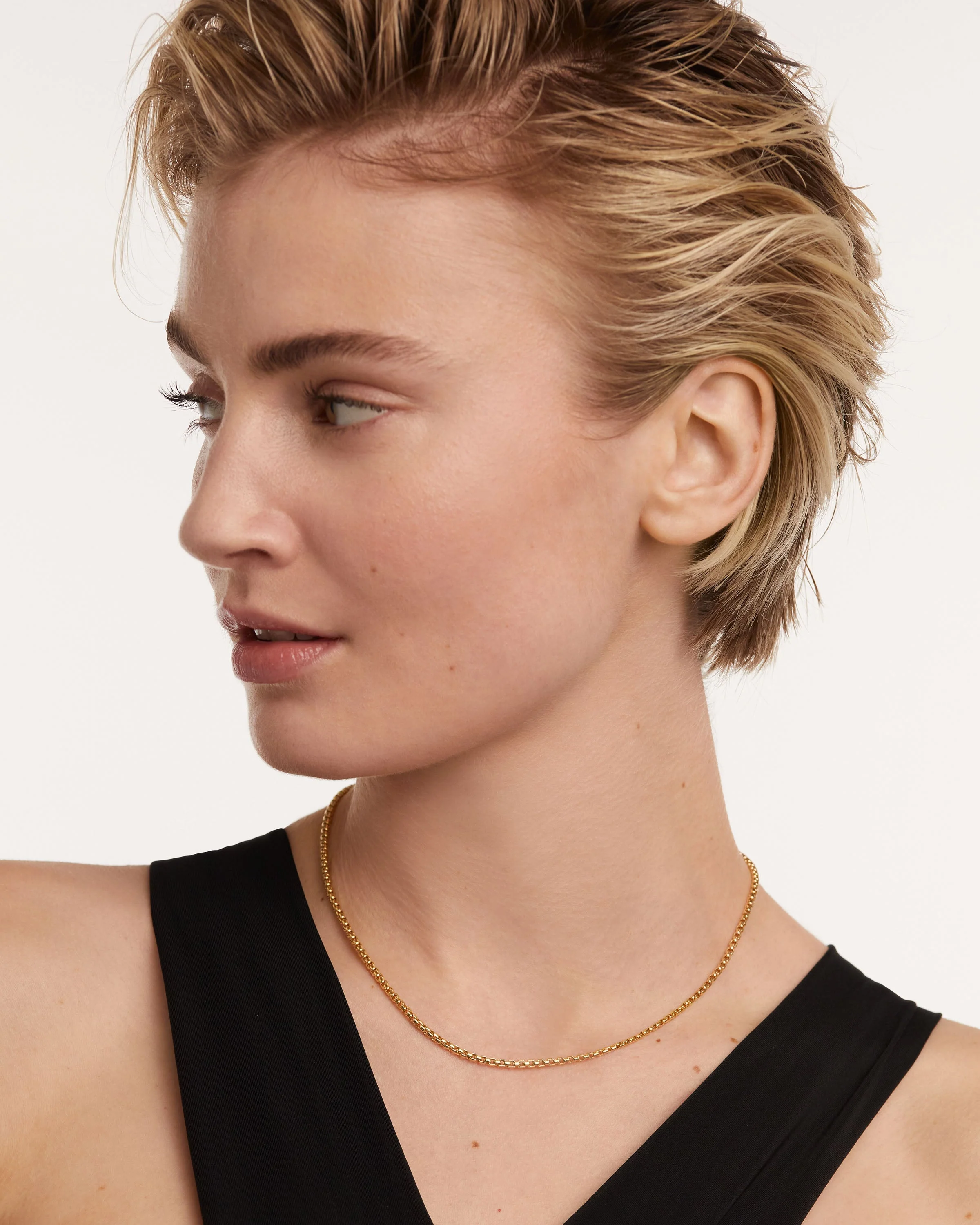 Gold Box Chain Necklace