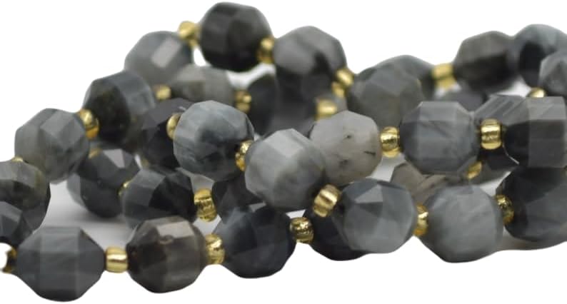 13 inch Strand of Natural gem Hawk, 7x8mm rondelle Faceted Beads for DIY Jewelry Making. | Beads_04590, Black-White