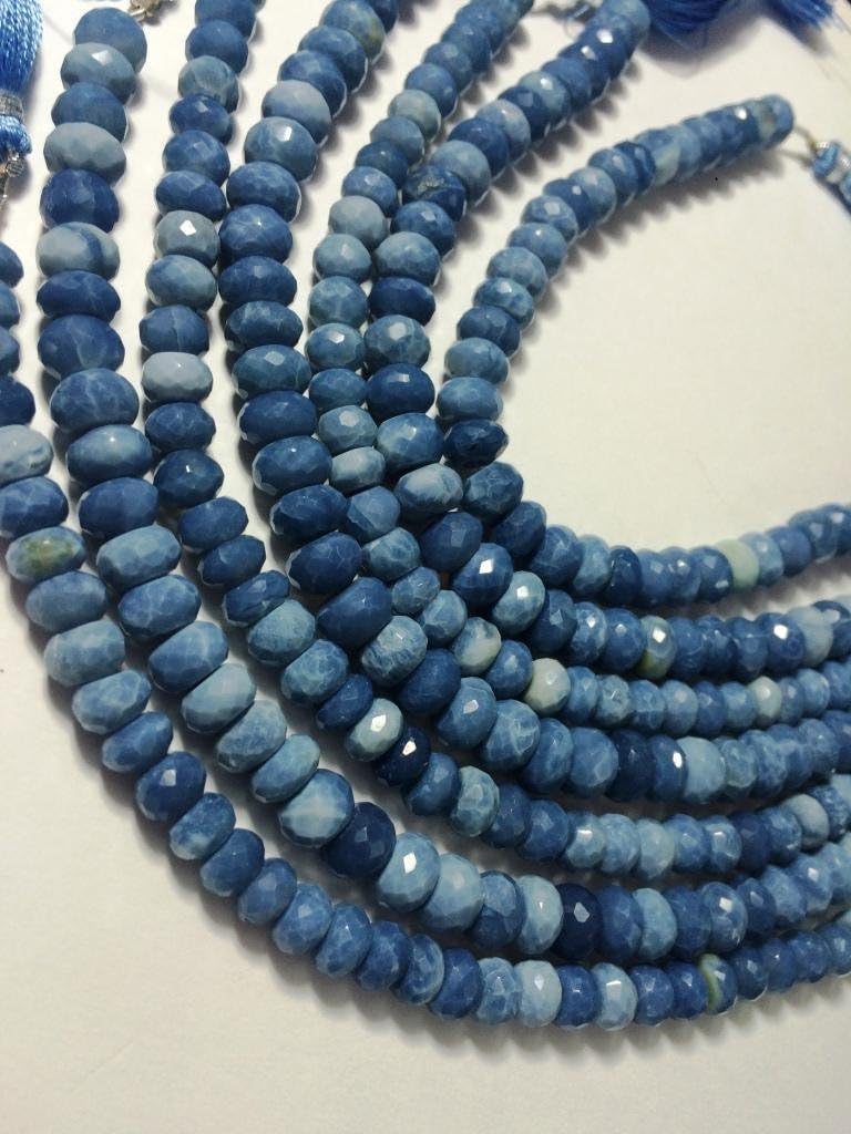 AAA PERUVIAN BLUE OPAL FACETED LOOSE GEMSTONE BEADS 8
