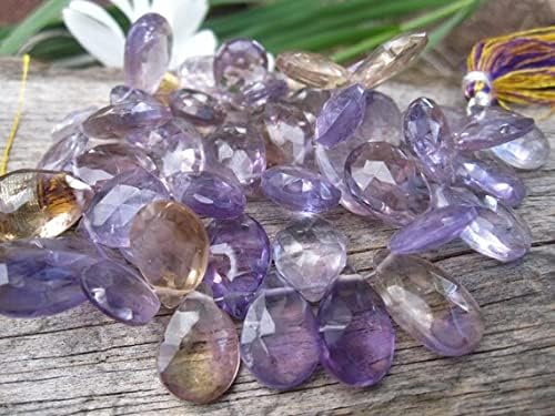 Ametrine Beads Natural Faceted pear briolette Stones 3 3/4 inch Strand 13mm X 10mm