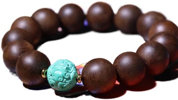 Brunei Agarwood with Ceramic Turquoise Dragon Beads 15mm Fragrant and Cool DIY
