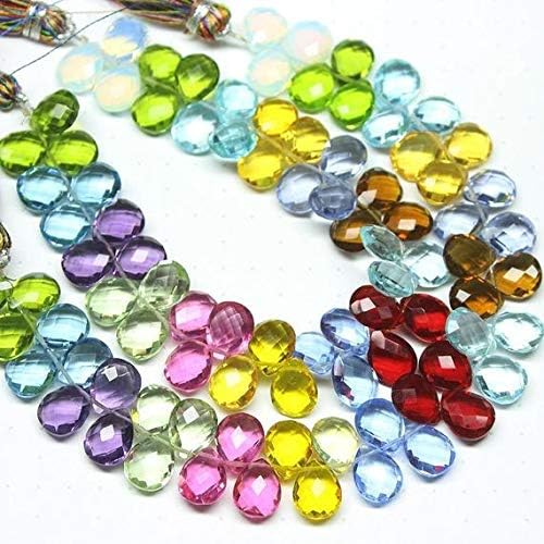Multi Quartz Checker Faceted Pear Drop Gemstone Craft Loose Beads Strand 8 Inch Long 15mm 20mm Code-HIGH-2135