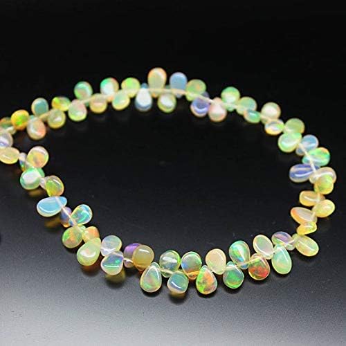 Welo Fire Ethiopian Opal Smooth Pear Drop Gemstone Craft Loose Beads Strand 8 Inch Long 5mm 6mm Code-HIGH-21028