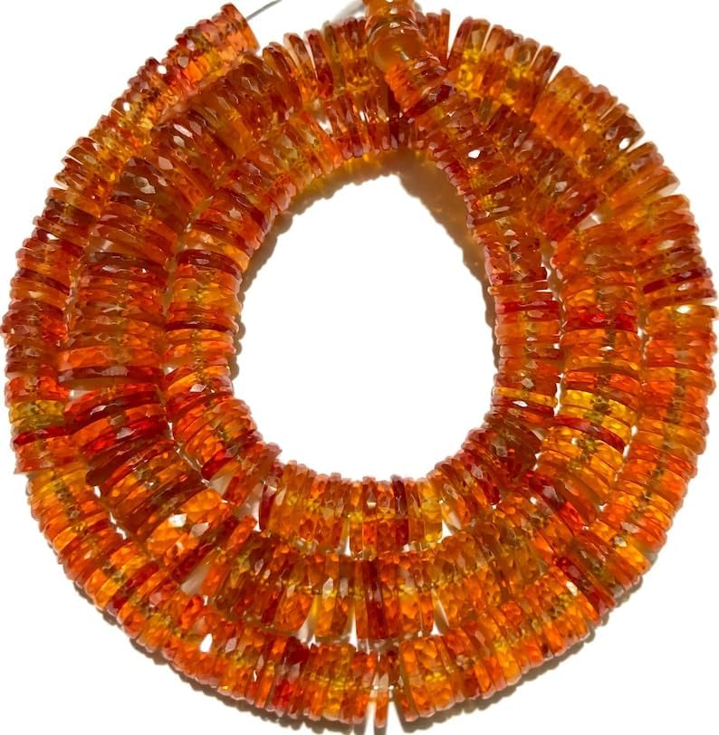 Natural PADPARADSCHA Sapphire tyre facated Beads 6mm to 9mm 18 inch Long String Jewelry Making Gemstone Beads for Necklace Bracelet