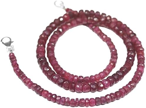 Hand_Crafted red Ruby rondelle Faceted 16 Inch Long Beads, Jewelry Supplies for Jewelry Making, Bulk Beads 4mm to 5mm YO-NECK-18209