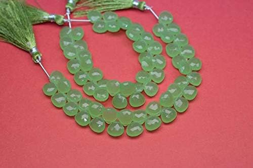 10mm 7 Inch Strand Vibrant Prehnite Quartz Faceted Heart Briolette Beads Code-HIGH-59358