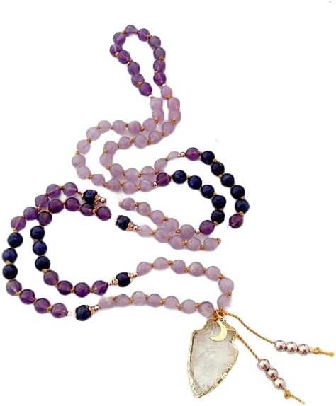 Amethyst and Charoite Stone Mala Beads, 108 Mala Necklace, Knotted Mala, WWG Necklace, Yoga Jewelry Meditation Beads Spiritual Jewelry Boho Jewelry