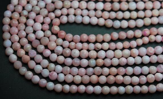 Full 13 inch Strand of Machine Cut Quality Pink Opal Micro Faceted Round Rondells,3.5-4mm Size