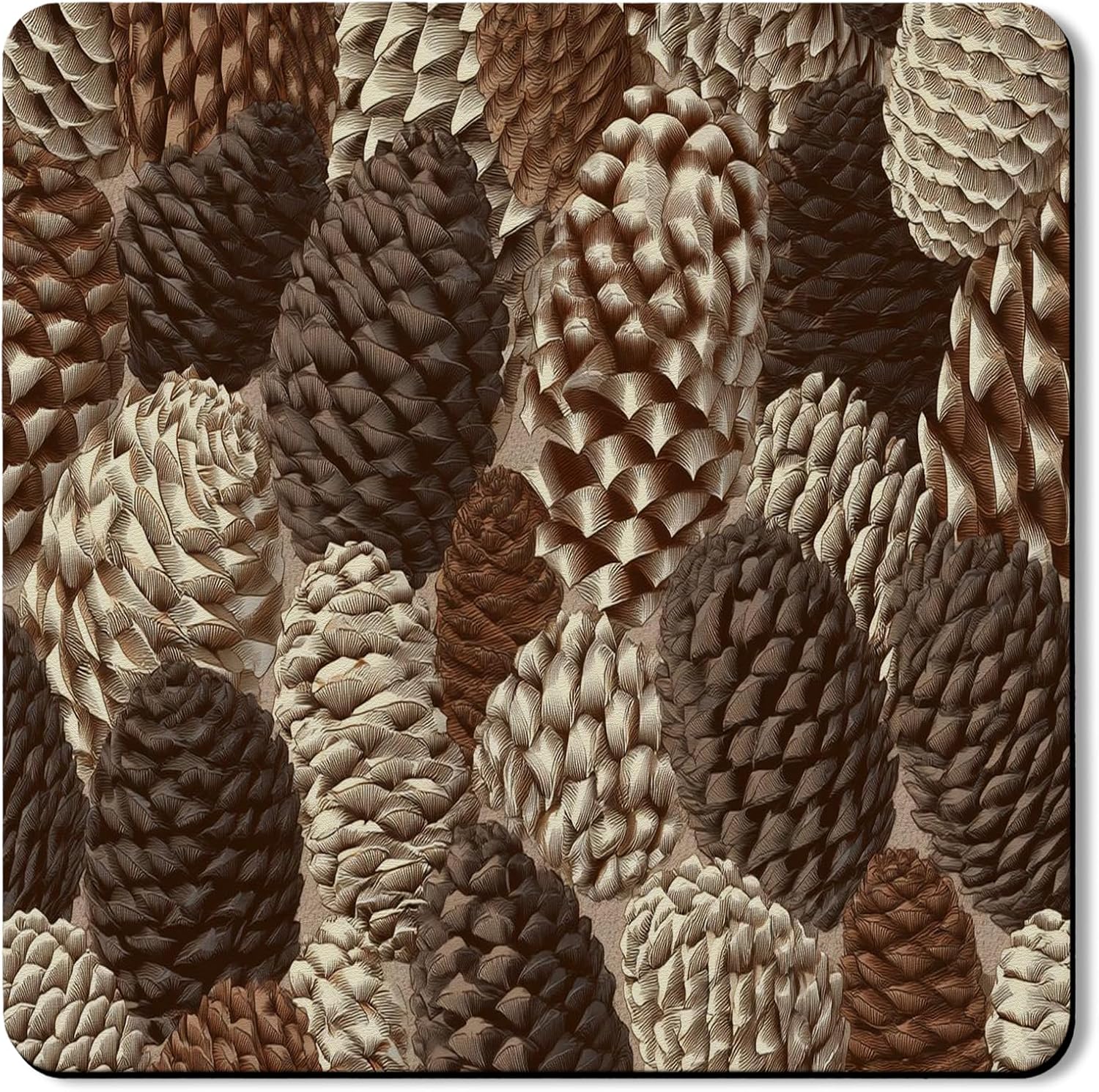 Pine Cone Washer Dryer Top Protector Mat, Rustic Natural Pine Cones Design Appliance Dust Cover, Autumn Rubber Anti-slip Waterproof Washer And Dryer Mats for Laundry Room 24x24 Inch