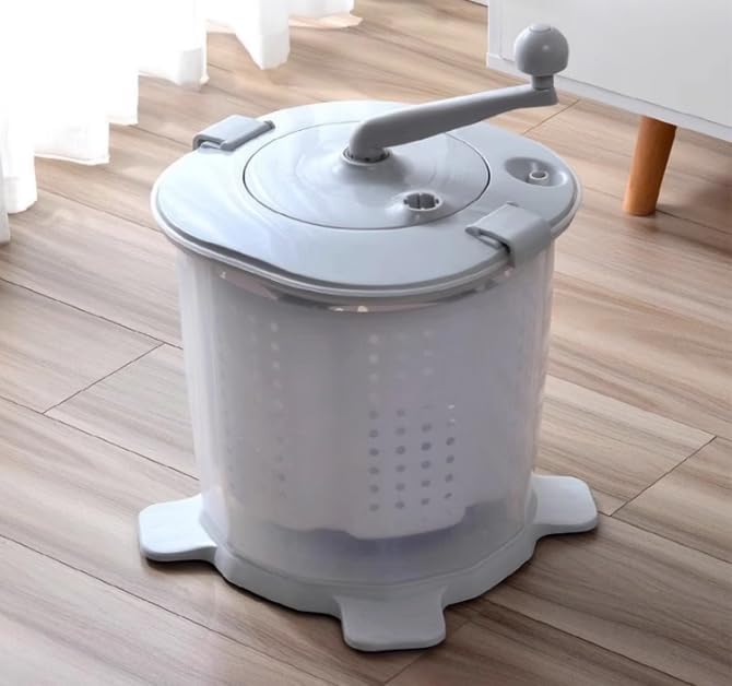 Portable Hand Crank Washing Machine Dehydrator,Mini Manual Washing Machine,Manual Clothes Washer Dehydration for outdoor, Dormitory, Apartment, Rv, Suction Base Feet and Spce Saving