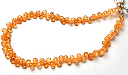 Beads Gemstone 1 Strand Natural 9 inch Natural Gemstone Spessartine Faceted Beads Pear Shape Briolettes Very Rare Orange Garnet 4 to 5 MM Code-HIGH-22642