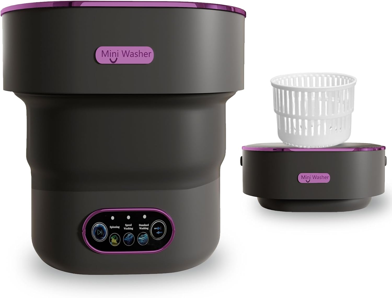 Portable Washing Machine, 15L Small Foldable Washer with 3 Cleaning Modes for Baby Clothes, Underwear, Small Items, Mini Collapsible Laundry for Travel Apartment Home Dorm Hotel Camping (Black)