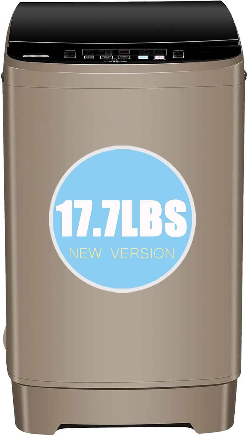 Washing Machine Washer Machine, 17.7lb Apartment Dorms Laundry Compact Portable Washer Gold, LED Display, 8 Water Levels, 10 Wash Programs, Tub Air Dry, Tub Self Clean