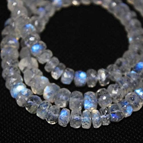 Fire Blue Moonstone Micro Rondelle Faceted Loose Gemstone Craft Beads Strand 16 Inch Long 4mm 6mm Code-HIGH-21061
