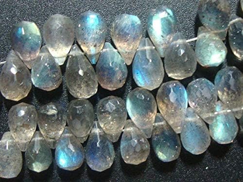 6-7x4-5mm, AAA Labrarite Lovely Baby Micro Faceted Teardrop Briolettes 5 inch Strand Code-HIGH-61921