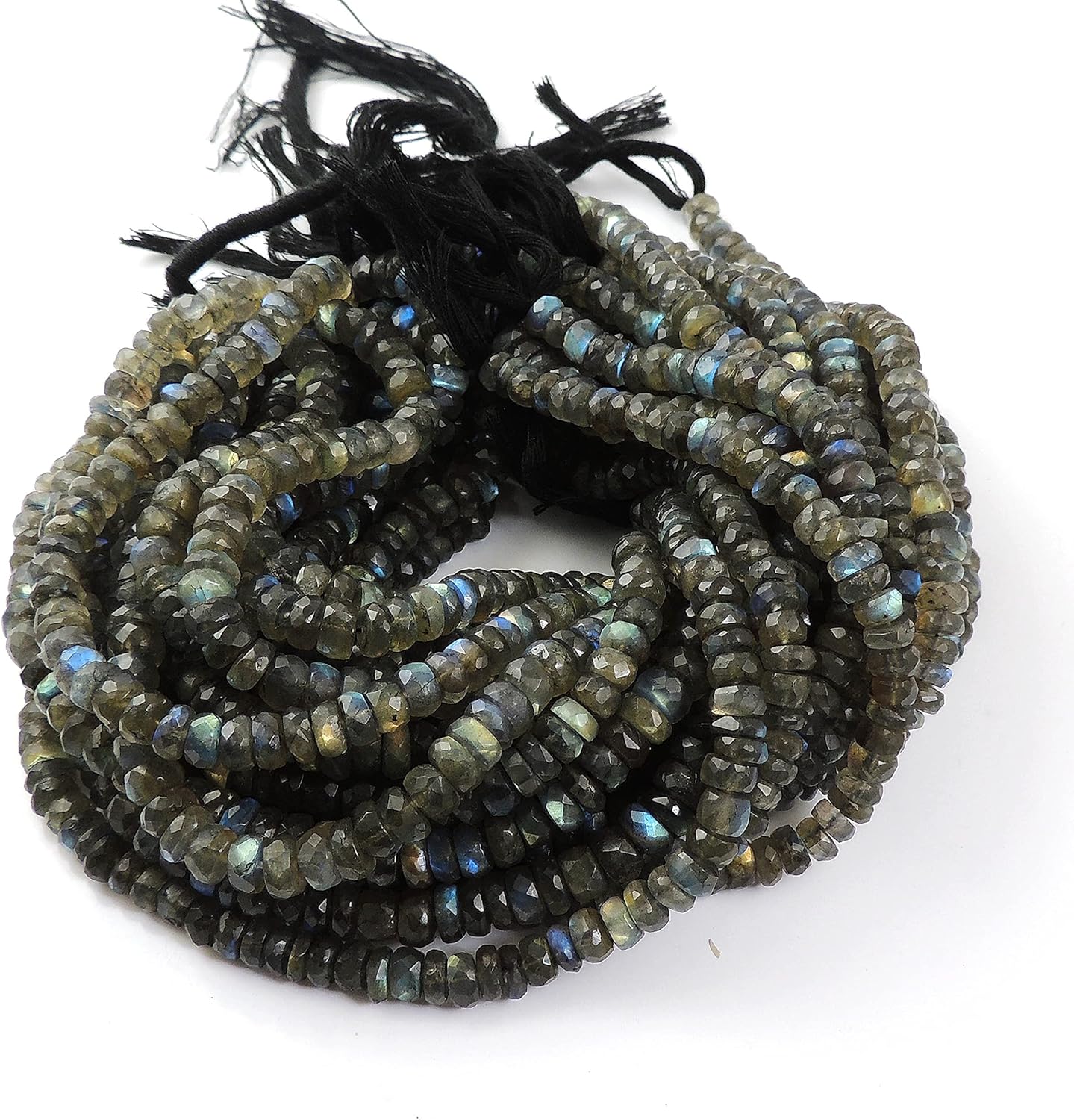 10 Strand Labradorite Faceted Rondelles - Labradorite Beads,Blue Flash Beads - 6mm 12 Inches