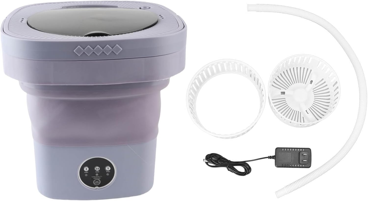 Portable Washing Machine, 6.5L Folding Automatic Wash And Spin Dry Soft Drying Miniwasher With Water Tube for Home Apartments Dormitories Camping (US Plug)