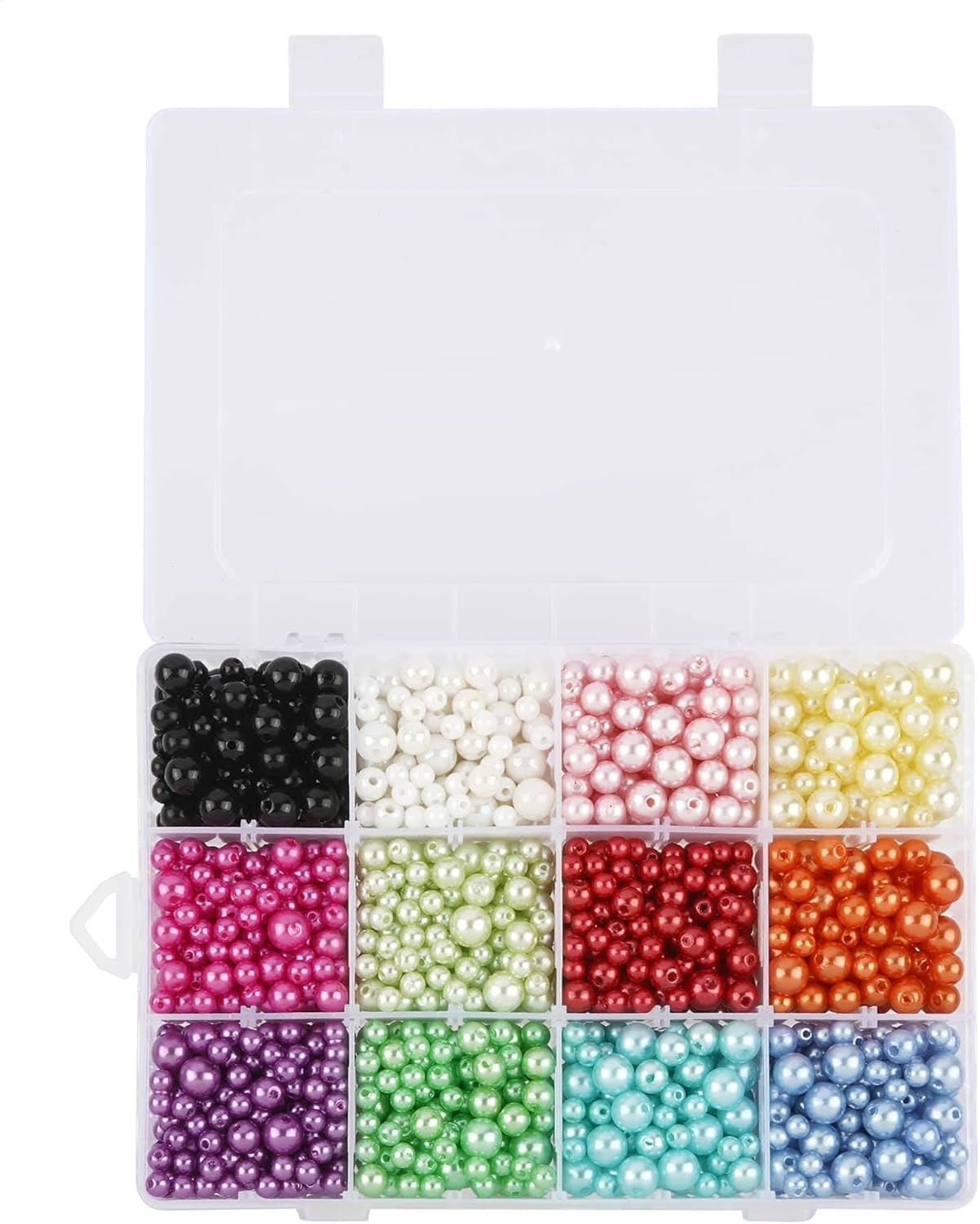 Bead Landing Mixed Round Pearl Beads – Assorted Color Plastic Beads in 5.5mm–9.5mm Sizes for DIY Jewelry, Bracelets, Necklaces & Crafts, 6 Pack