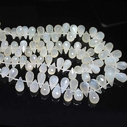 Natural Grey Moonstone Faceted Briolette Tear Drop Briolette Gemstone Craft Loose Beads Strand 9 Inch Long 10mm 12mm Code-HIGH-26092