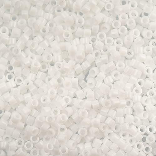 Miyuki Delica 11/0 - Chalk White DB0200-250g Bulk Bag of Japanese Glass Beads | Chalk White Glass Beads | Delica 11/0 Beads for Jewelry Making and Crafting Projects