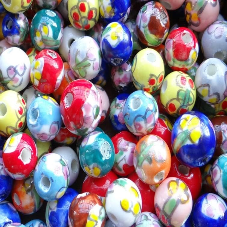 Davitu DIY Handwork Beads Woven Bracelet Accessories Printing Ceramic Beads Decal Five-Pointed Star Beads Mix Color - (Color: Mix Color, Item Diameter: 10mm)