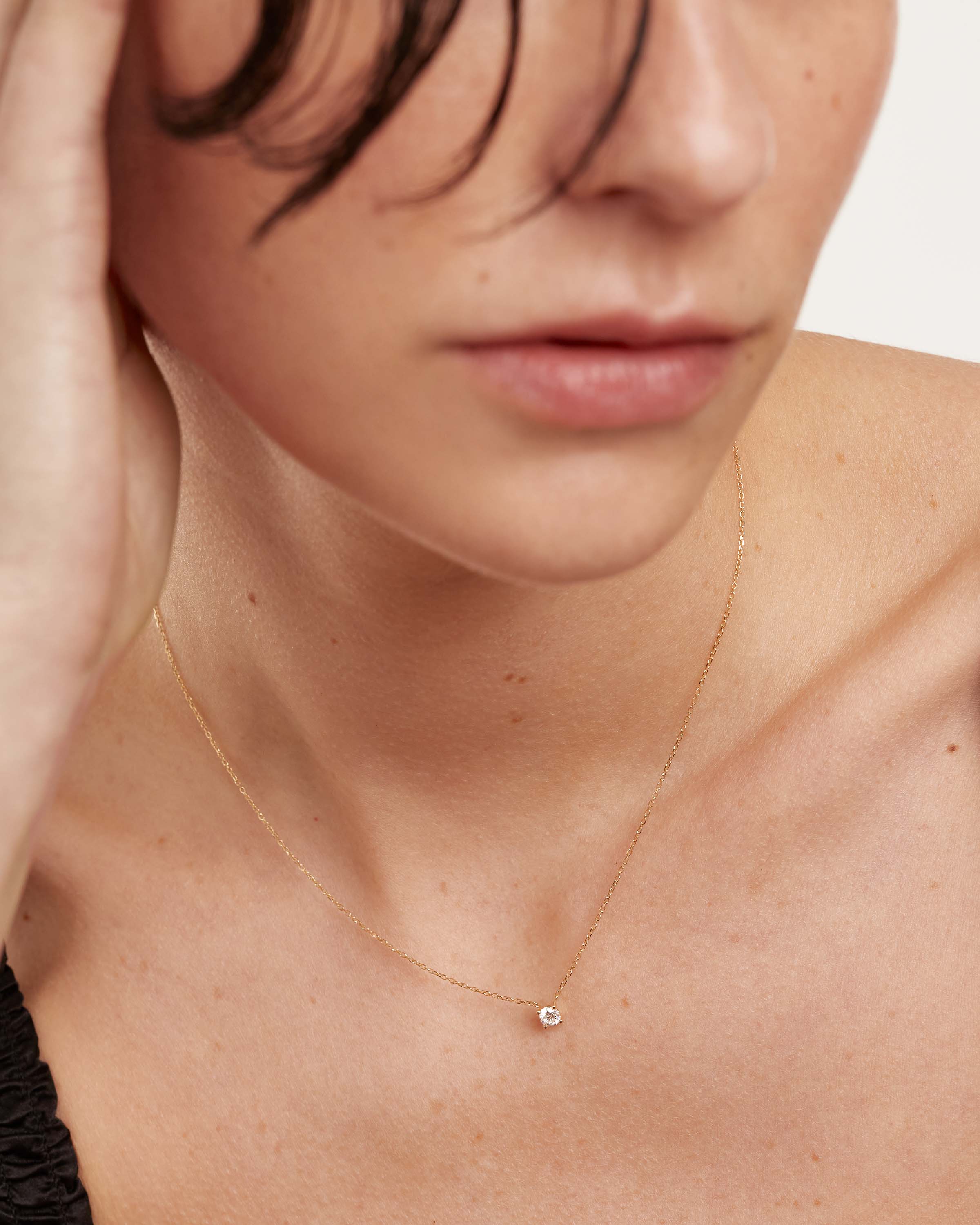 Diamonds and Gold Solitaire Medium Necklace