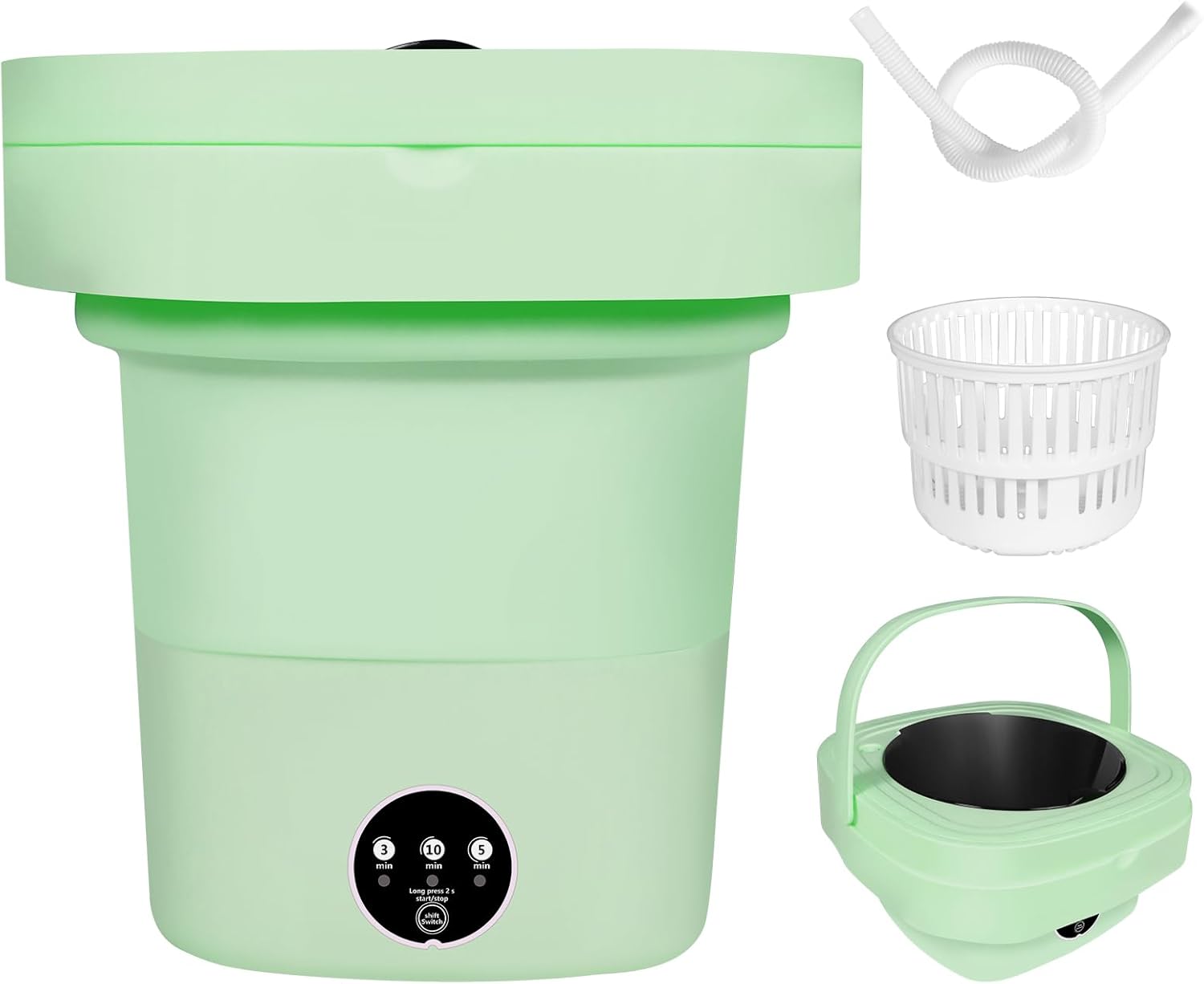 Portable Washing Machine,Floading Washing Machine Upgraded 8L Large Capacity Foldable Washer,Fast and Deep Cleaning,Suitable for Apartments,Dormitories,Camping,RV,Travel,Hotel etc (Green)