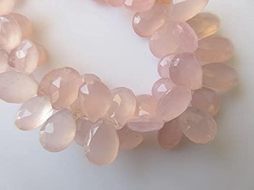 7 inch Strand of Natural Chalcedony 10-11mm pear Faceted briolette Beads for DIY Jewelry Making. |BRIO_01841