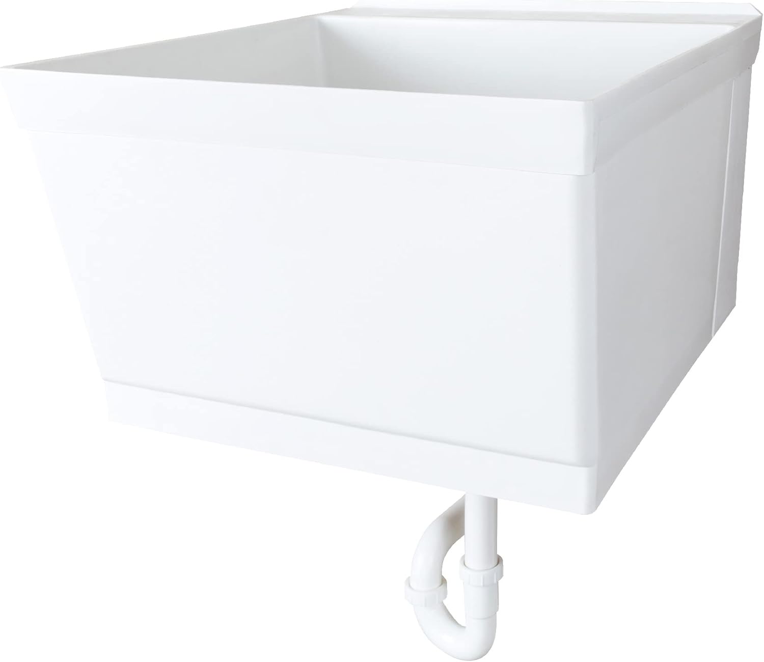 JS Jackson Supplies Tehila White Wall-Mounted Utility Sink Tub Kit, Wall-Mounted Utility Tub with Wall Bracket, Floating Utility Sink for Laundry Room, Garage, Workshop, and More