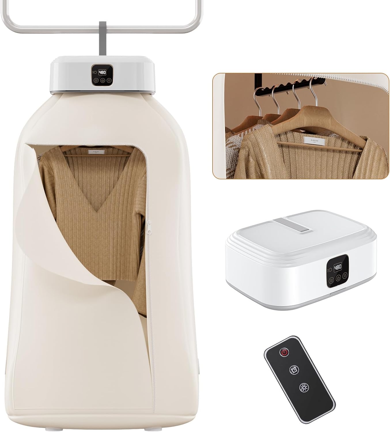 Portable Clothes Dryer, Mini Clothes Dryer, Electric Clothes Dryer, Small Compact Foldable Quick Dryer with Adjustable Timer for Apartment, RV, Travel, Home, Dorms, Includes Dry Bag and Remote Control