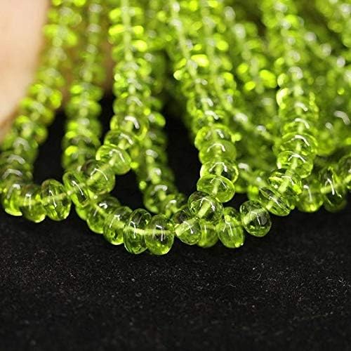 13 Strand Lot Natural Green Perit Smooth Rondelle Micro Gemstone Craft Loose Beads 7 Inch Long Size-5-6mm Code-HIGH-26702
