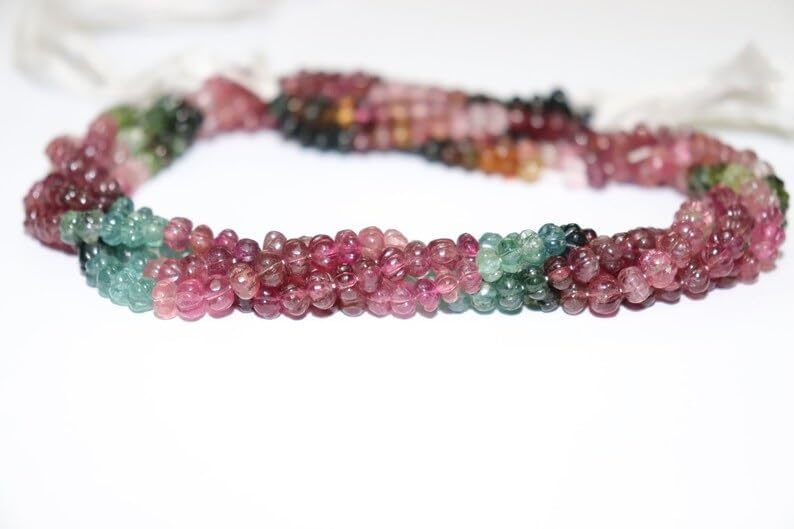 AAA+ Quality Multi Tourmaline Smooth Carved Rondelle 5-6mm Beads Strand for Jewelry Making Hand Carving Natural Multi Touramline Rondelle Wholesale Beads