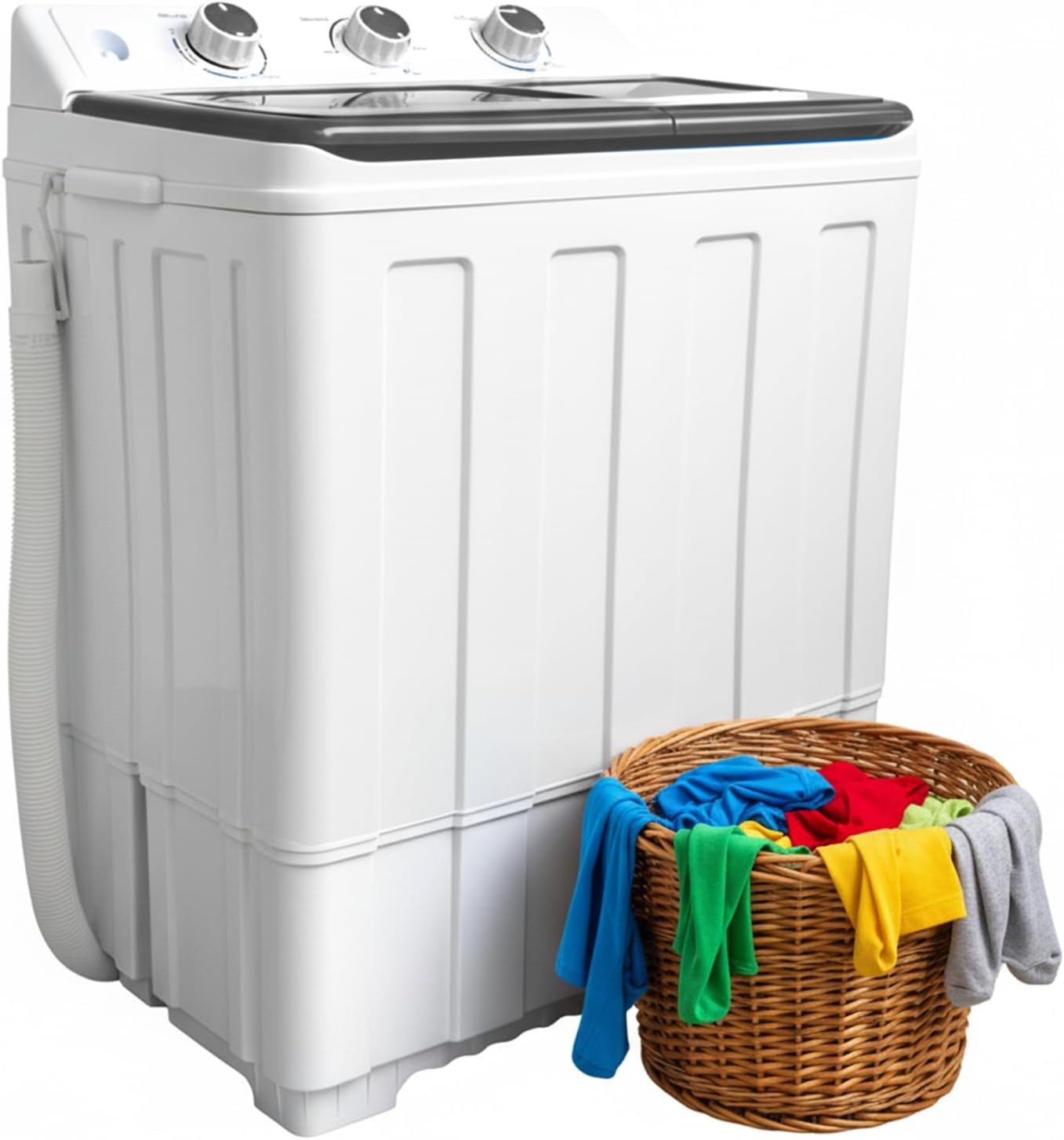 14lbs Portable Washing Machine with 9.5lbs Wash and 4.5lbs Spin, Twin Tub Washer Compact Machine with Drain Pump, Mini Portable Washer for Home, Camping, RVs, and Small Spaces, Grey