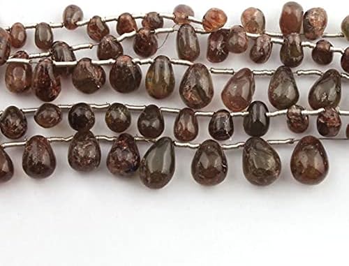 Big Halloween Sale Bulk Lot 5 Strands Hessonite Smooth Side Drill Briolettes - Tear Drop Beads 7mmx5mm-10mmx7mm 7 Inches SB1777