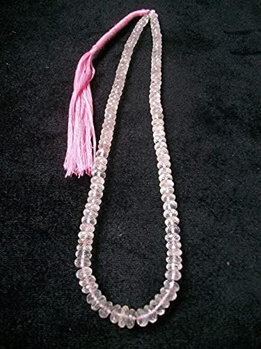 5 mm to 7 mm Natural Pink Rose Quartz Roundel Micro Faceted Gemstone Beads. 7 inch and 14 inch.