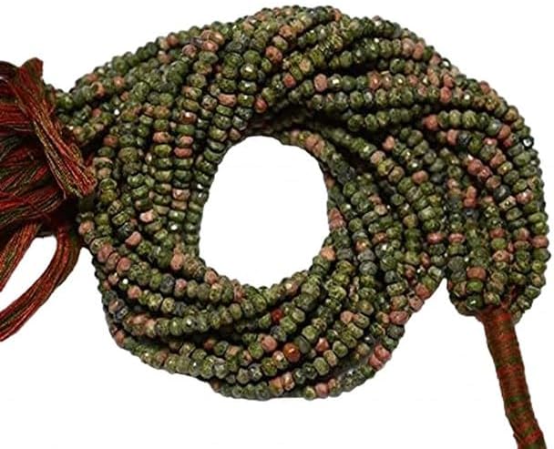 Unakite Beads, Faceted Rondelle Beads, 4mm Beads, 13 Inch lot of 10 Strands CHIK-STRD-96668