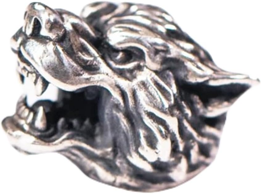 EDC Solid Brass Wolf Head 3D Pendant Parachute Paracord Cord Tool Lanyard Bead zipper pull Gift