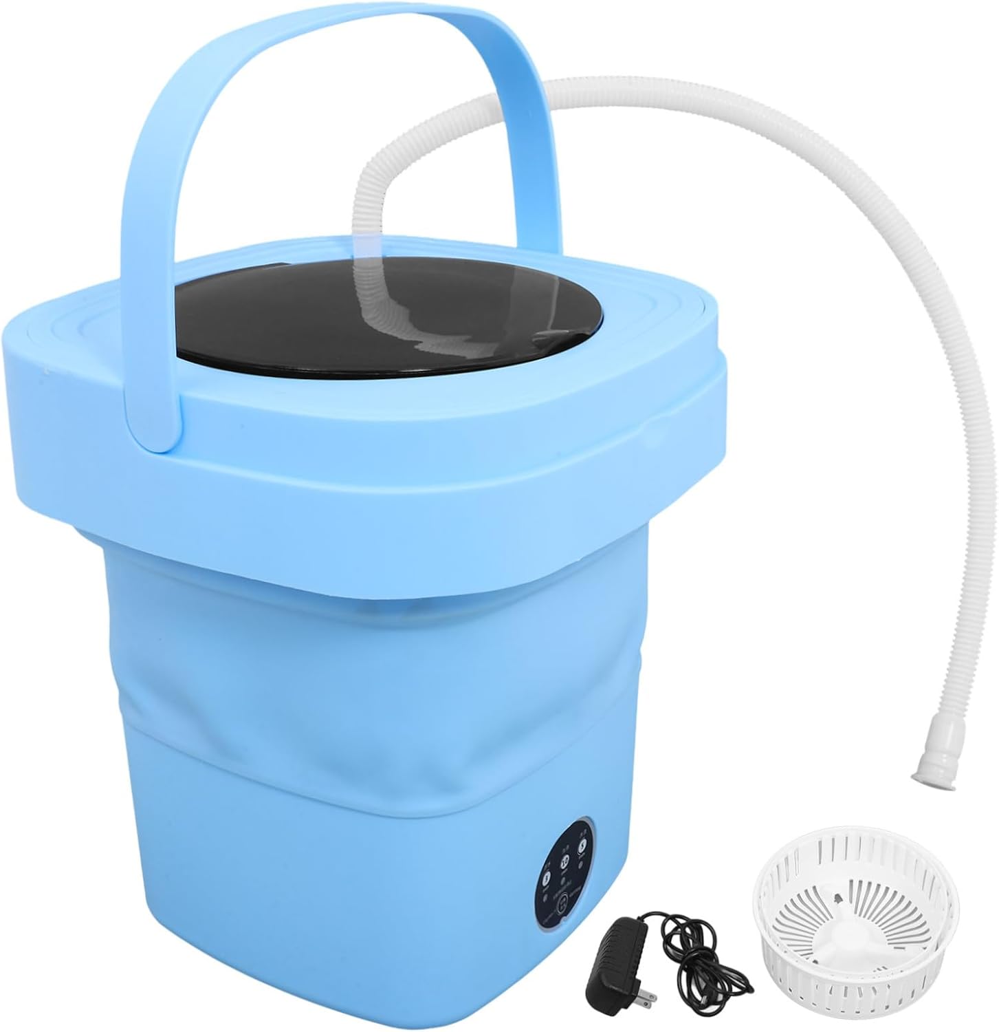 Portable Mini Folding Washing Machine Compact Electrical Washer with Drainage Basket and Pipe High-speed Small Laundry Appliance for Travel Dorms Apartments US Plug