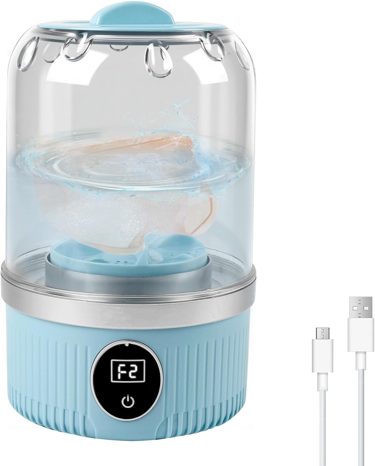 Portable Mini Washing Machine, Cordless Compact Washer Deeply Cleans Small Laundry Items for Small Loads Socks Underwear for Dorm, Apartments, Hotels, Travel & Camping (Blue)