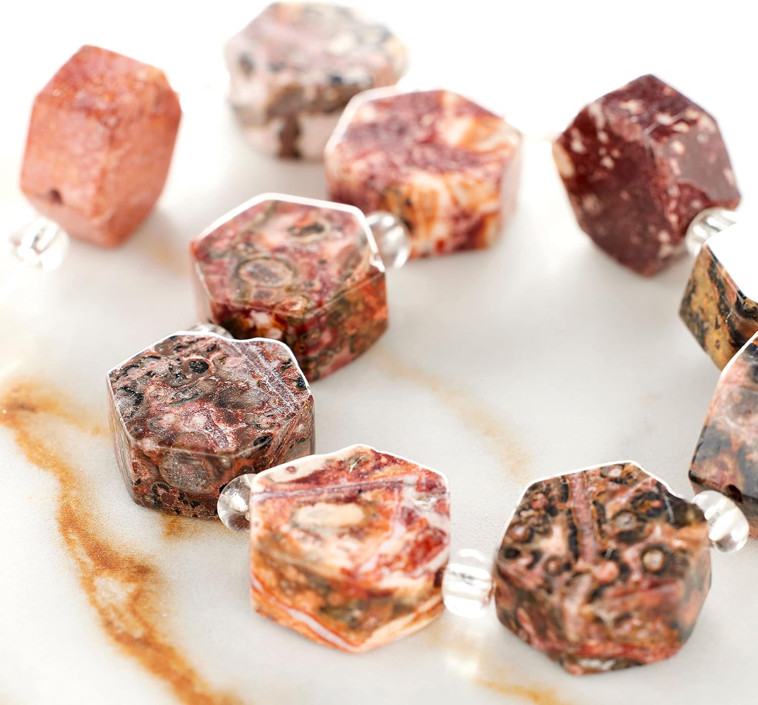 Bead Landing Leopard Jasper Hexagon Beads, 12mm, 12 Pack