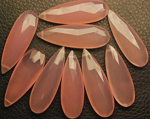 2 match pair- rose pink chalcedony faceted pear briolettes 35mm large size calibrated size