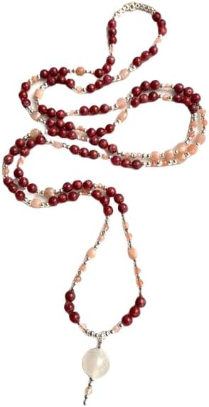 Natural thulite and moonstone 4mm 108 Mala Beads, Spiritual, Meditation Beads, Reiki, Japa Mala, Buddhist Prayer Beads, Yoga Bracelet, healing beads LKMALA-RRGU-3407