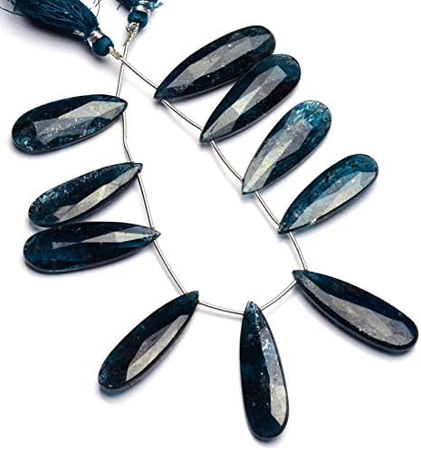 Natural Gem Rare Orissa India Green Imperial Kyanite 35x11MM Approx Size Faceted Pear Shape Briolettes 8 Inch Full Strand Fine Quality Beads