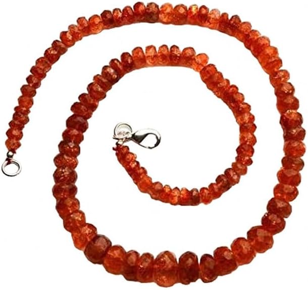 Hand_Crafted Natural Sunstone 5 to 10MM Faceted Rondelle Beads 18 Inch Long Long YO-NECK-18897