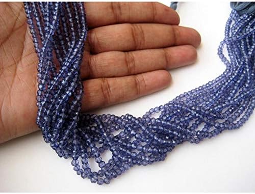 10 Strands Wholesale Price Blue Coated Quartz Bead, Iolite Color, Micro Faceted Rondelle Beads, 4mm Beads, 14 Inche
