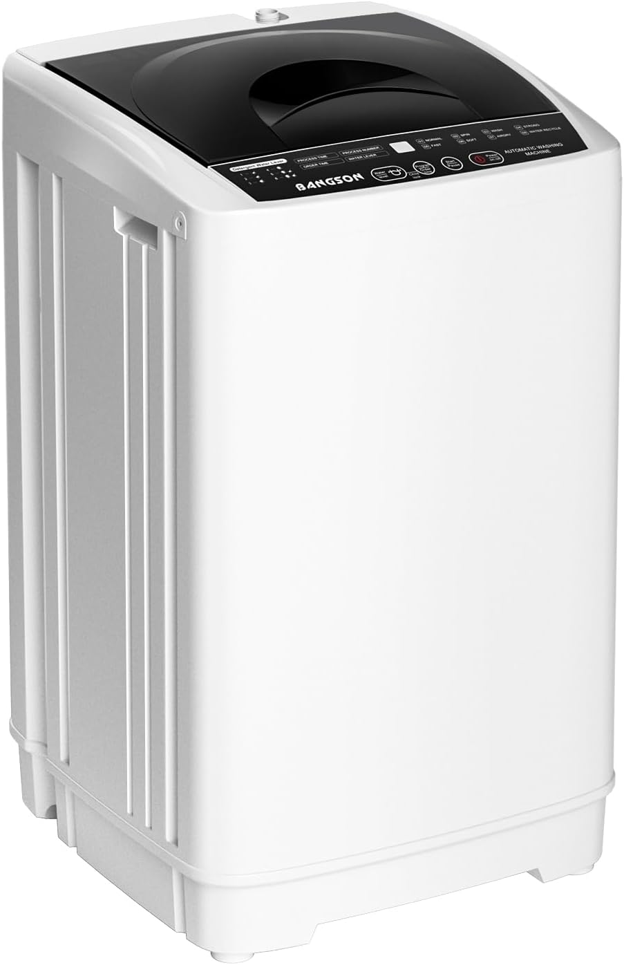 BANGSON 1.31cu.ft Portable Washing Machine, Full-Automatic Washing Machine with 8 Programs 6 Water Levels, Drain Pump and LED Display, Compact Washer for Apartments, RVs, Homes, White