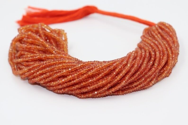 AAA+ Quality Padparadcha Orange Sapphire Faceted Rondelle 2.5-3mm Beads Strand for Jewelry Making Natural Orange Sapphire Dainty Minimalist Beads