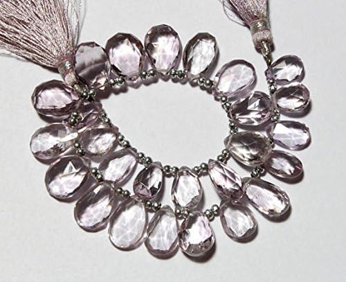 13 inch natural beads strand of 11x7-16x11mm faceted pear pink amethyst gemstone briolletes beads for DIY jewelry - necklace, bracelet, earring, ring.